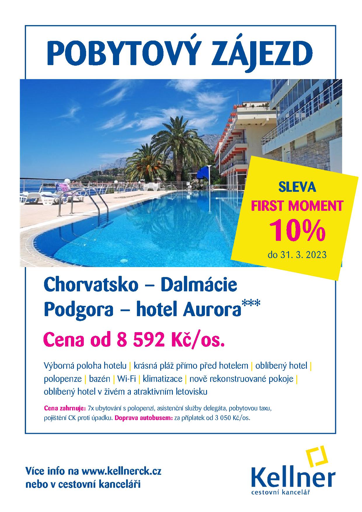 4. Chorvatsko - Podgora - hotel Aurora